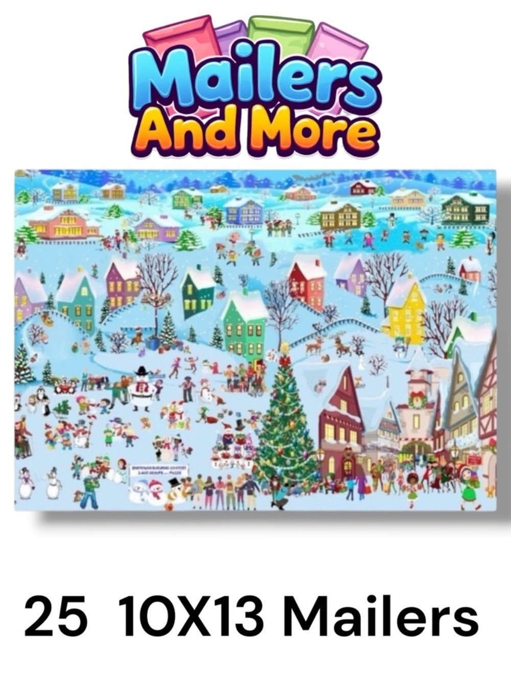 25 10X13 Poly Mailers Christmas Village Snow, Town, Tree and Santa PRICE IS FIRM